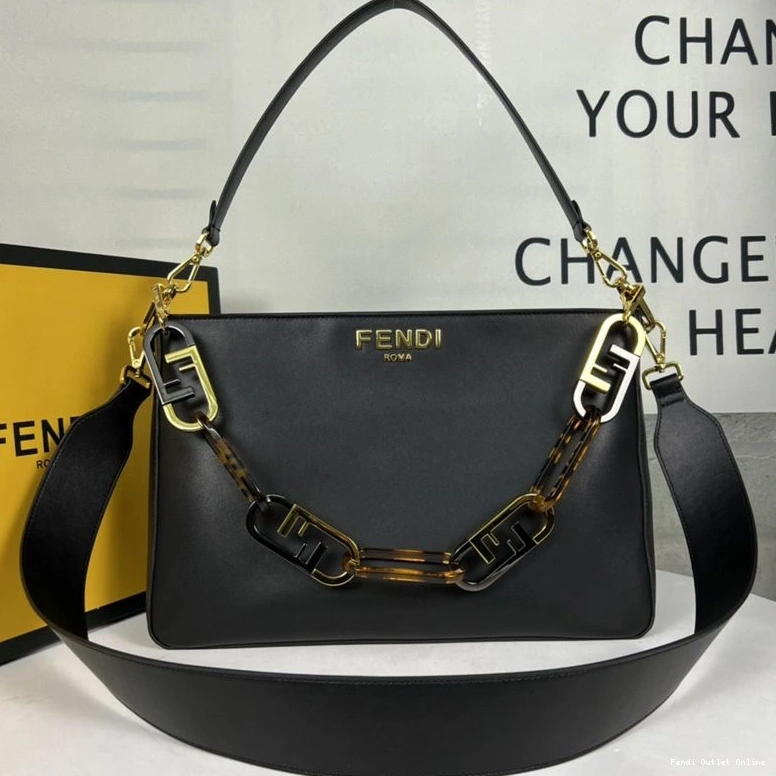 In Black Zip Calf Shoulder Fendi O'Lock Leather Bag 0719